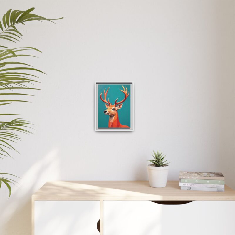 Canvas Art - Low-Poly Deer in Orange, Red, and Pink on Teal Blue Background - Image 33