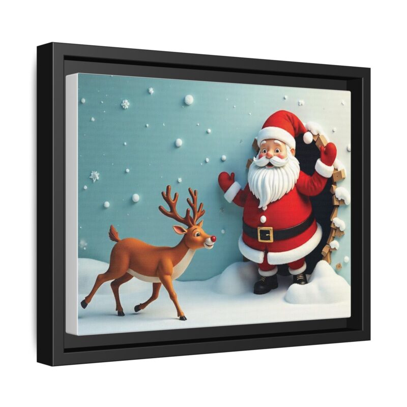 Canvas Wall Art 3D Santa Claus & Reindeer Illusion - Image 7