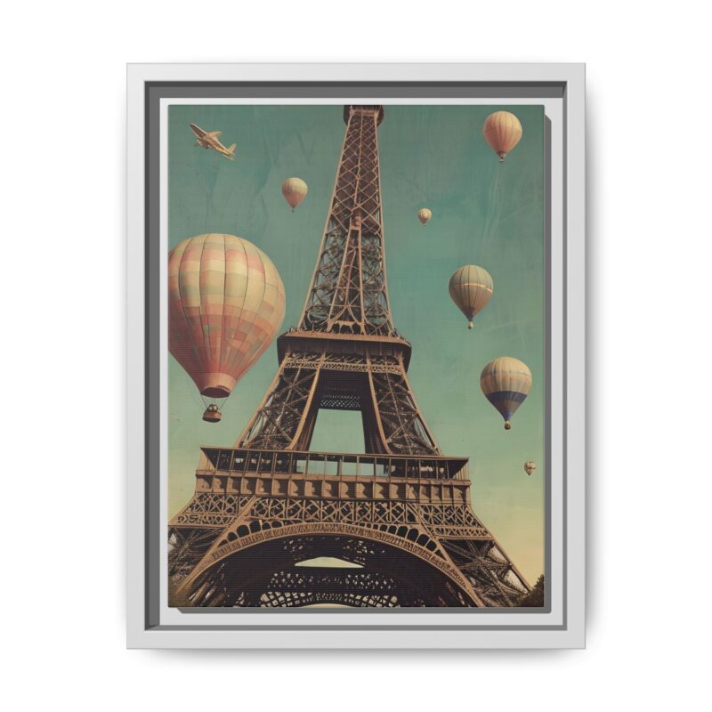 Vintage Paris Travel Canvas art with Hot Air Balloons and Street Lamps - Image 46