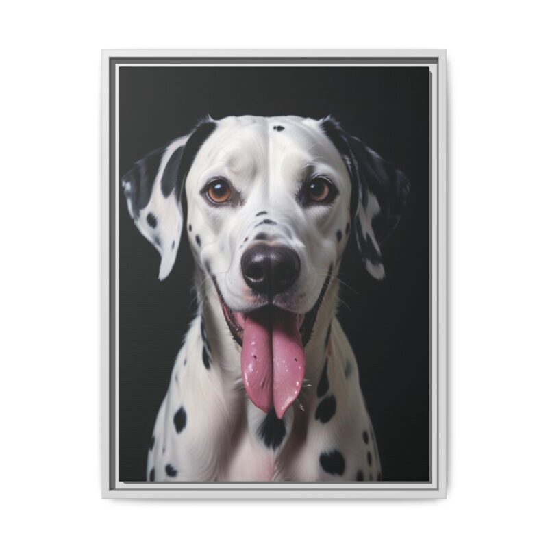 Canvas Art print features a detailed oil painting of a Dalmatian dog with a playful pink tongue sticking out - Image 70