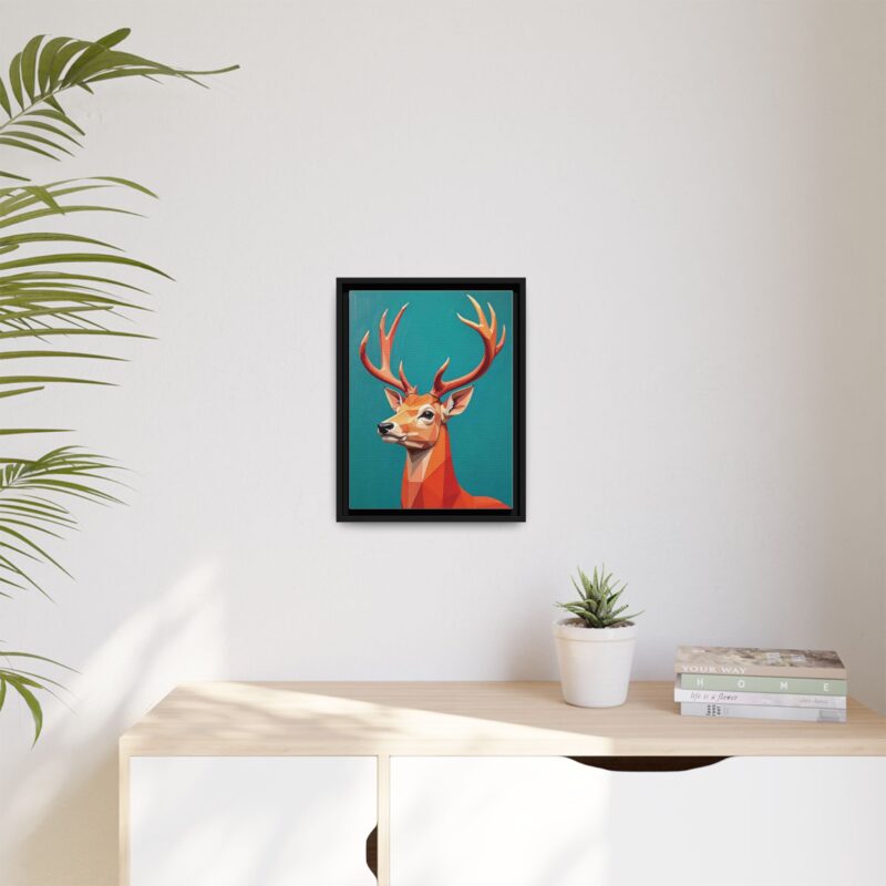 Canvas Art - Low-Poly Deer in Orange, Red, and Pink on Teal Blue Background - Image 13