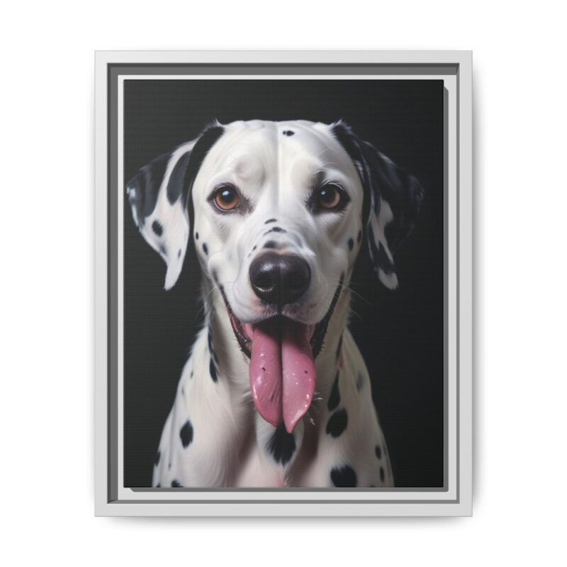 Canvas Art print features a detailed oil painting of a Dalmatian dog with a playful pink tongue sticking out - Image 46