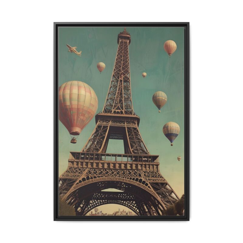 Vintage Paris Travel Canvas art with Hot Air Balloons and Street Lamps - Image 30