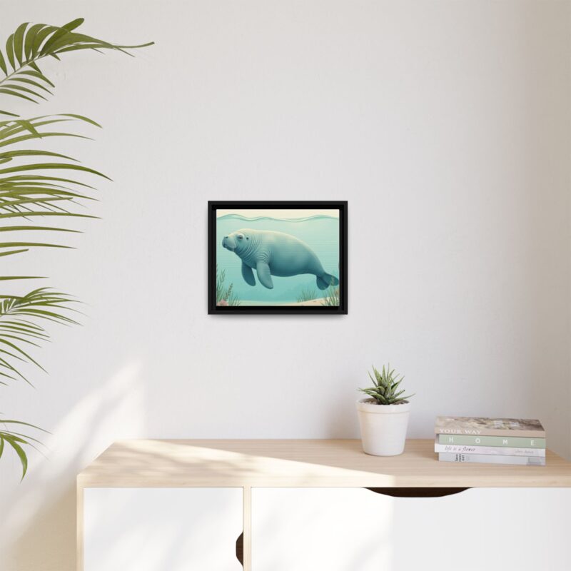 Gentle Giant Florida canvas prints featuring a peaceful manatee swimming through the water. - Image 11