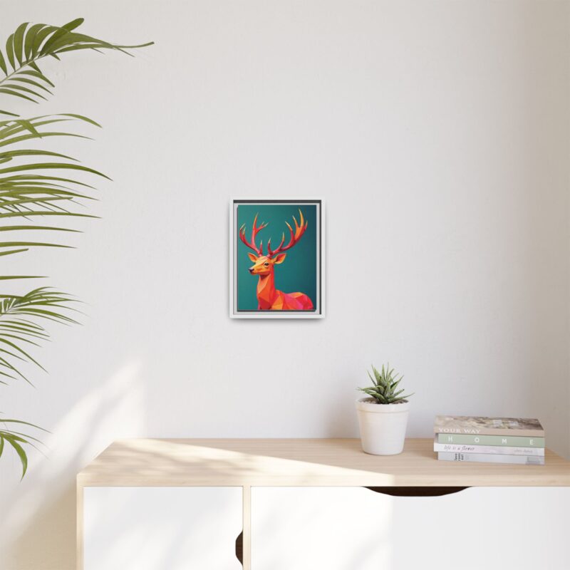 Canvas Art Print - Low-Poly Deer in Warm Tones on Teal Blue Background - Image 35