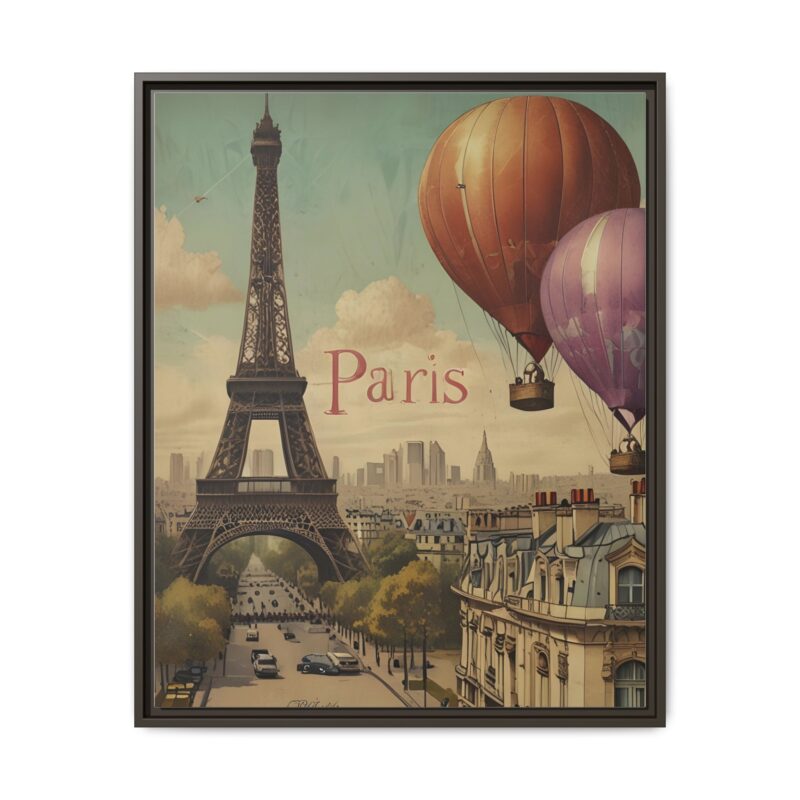 Pastel Eiffel Tower Travel canvas art of Nouveau Typography - Image 125