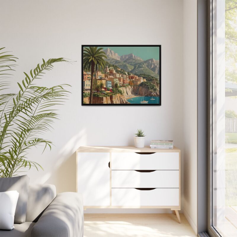 Canvas art of Sun-Drenched Italian Riviera Poster with Sailboats and Palm Trees - Image 33