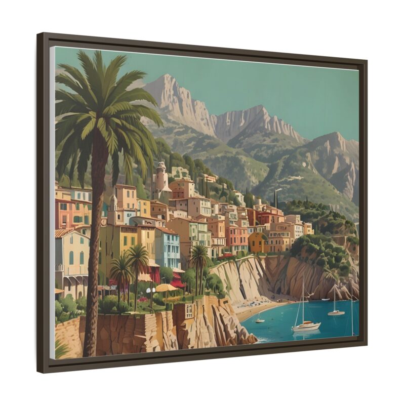 Canvas art of Sun-Drenched Italian Riviera Poster with Sailboats and Palm Trees - Image 127