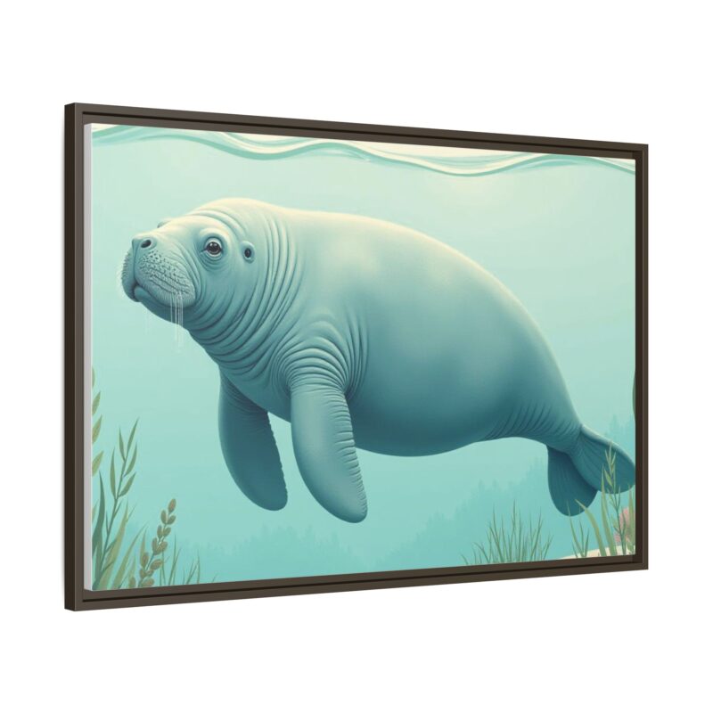 Gentle Giant Florida canvas prints featuring a peaceful manatee swimming through the water. - Image 97
