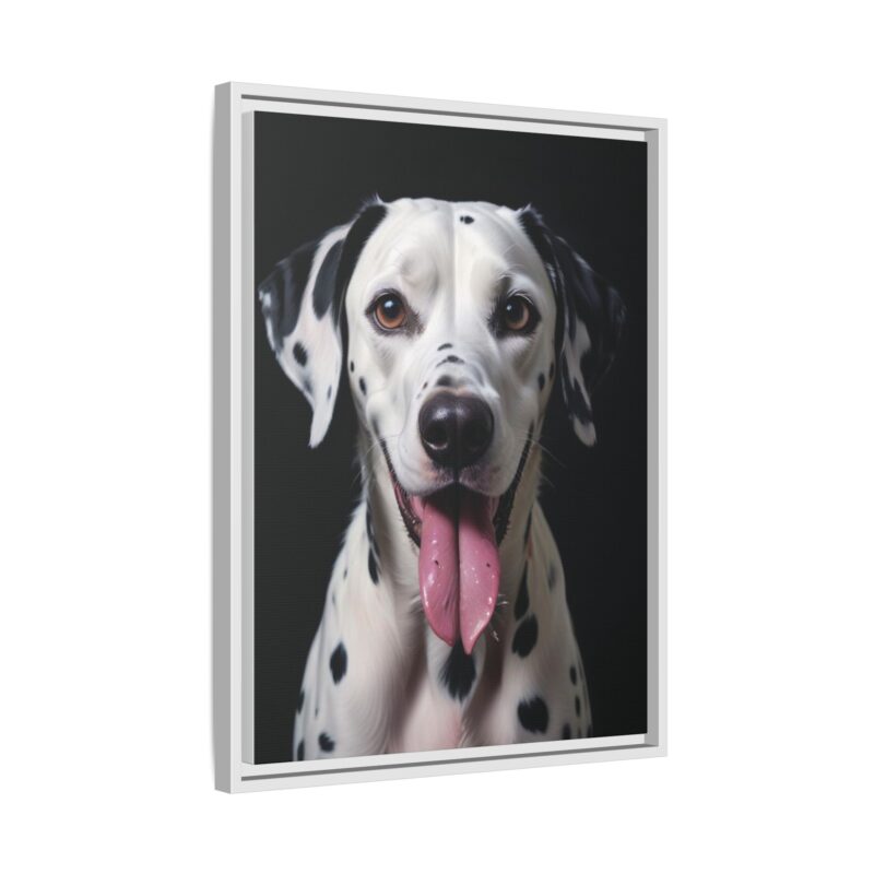 Canvas Art print features a detailed oil painting of a Dalmatian dog with a playful pink tongue sticking out - Image 71