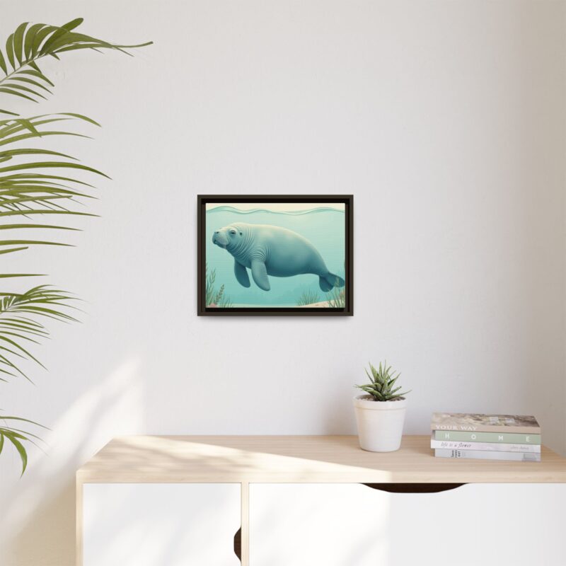 Gentle Giant Florida canvas prints featuring a peaceful manatee swimming through the water. - Image 59