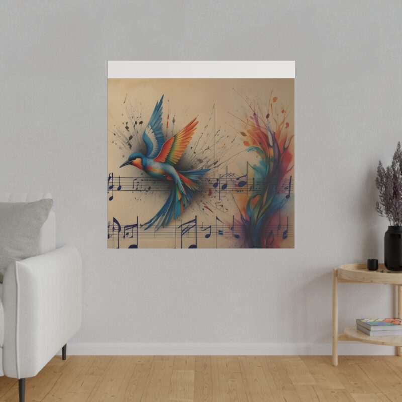 Canvas Wall Art - Minimalist Bird and Music Art: Perfect for Nature Lovers - Image 105
