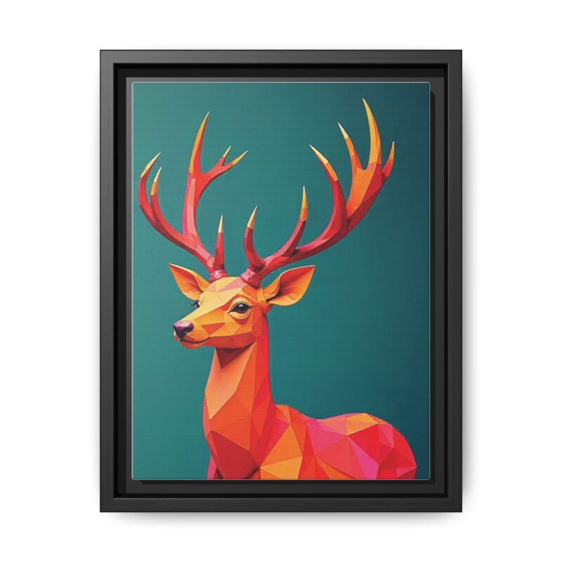 Canvas Art Print - Low-Poly Deer in Warm Tones on Teal Blue Background - Image 5