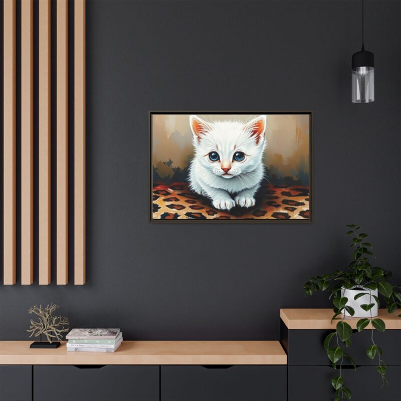 Canvas Print - White Kitten on Leopard Print Surface Wall Art - Image 95