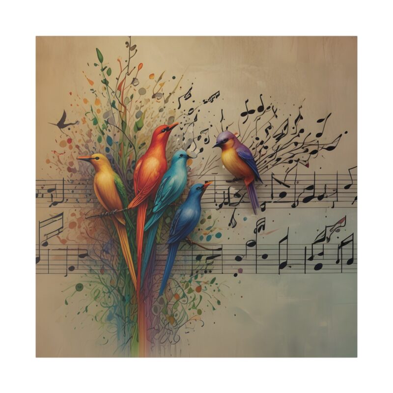 Canvas Wall Art Birds Music Harmony Abstract Design - Image 103