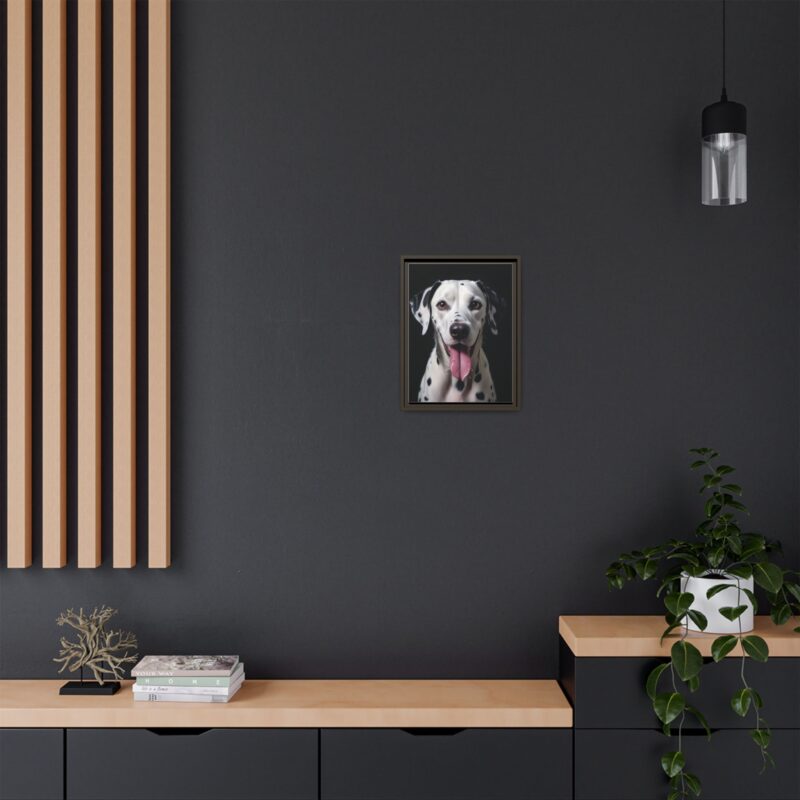 Canvas Art print features a detailed oil painting of a Dalmatian dog with a playful pink tongue sticking out - Image 49