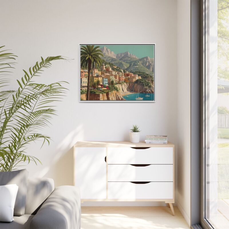 Canvas art of Sun-Drenched Italian Riviera Poster with Sailboats and Palm Trees - Image 109