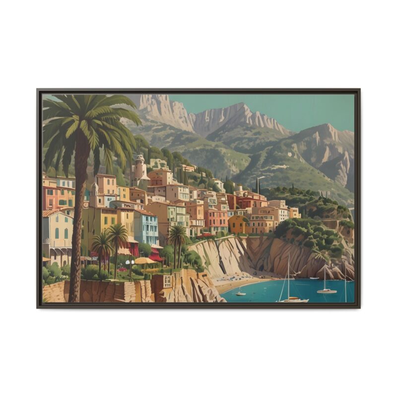 Canvas art of Sun-Drenched Italian Riviera Poster with Sailboats and Palm Trees - Image 114