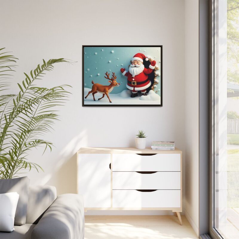 Canvas Wall Art 3D Santa Claus & Reindeer Illusion - Image 104