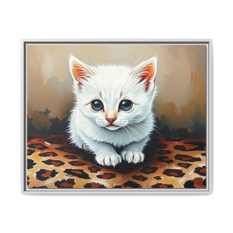 Canvas Print - White Kitten on Leopard Print Surface Wall Art - Image 130