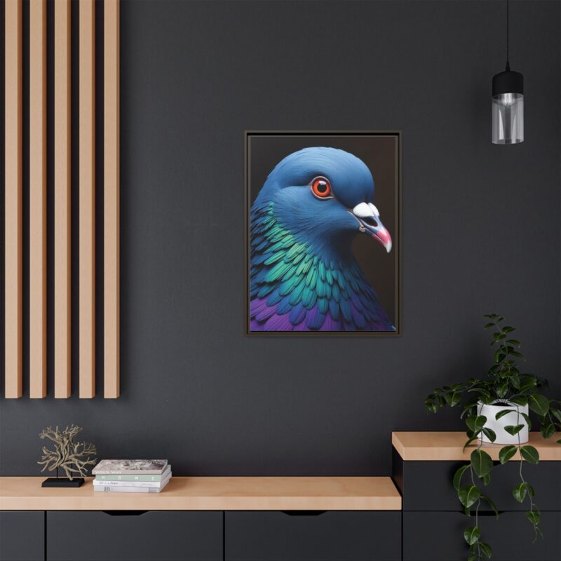 Canvas Print featuring a close-up portrait of a colorful pigeon - Image 76