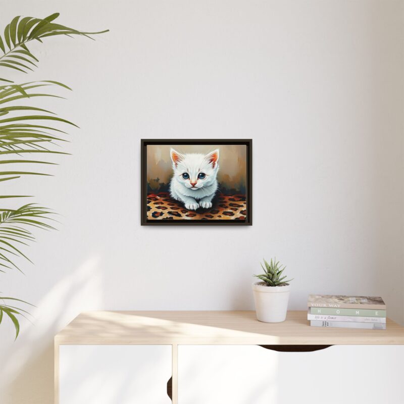 Canvas Print - White Kitten on Leopard Print Surface Wall Art - Image 60