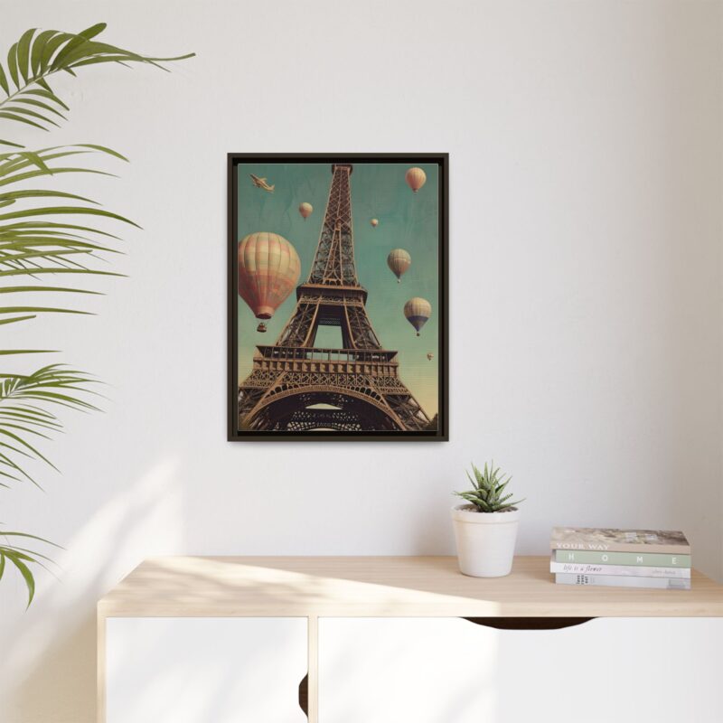 Vintage Paris Travel Canvas art with Hot Air Balloons and Street Lamps - Image 69