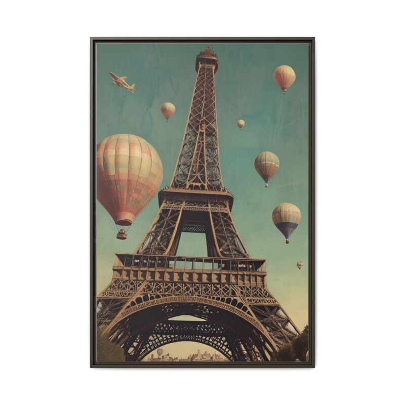 Vintage Paris Travel Canvas art with Hot Air Balloons and Street Lamps - Image 110