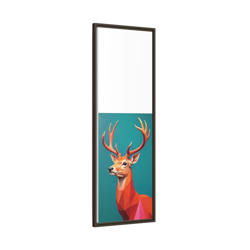 Canvas Art - Low-Poly Deer in Orange, Red, and Pink on Teal Blue Background - Image 103