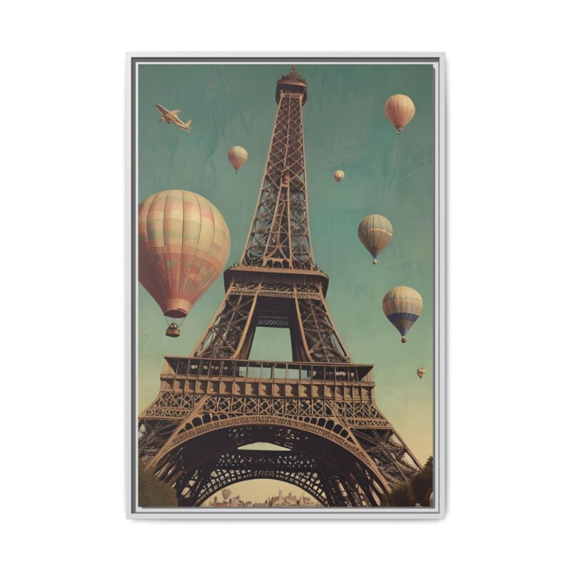 Vintage Paris Travel Canvas art with Hot Air Balloons and Street Lamps - Image 98