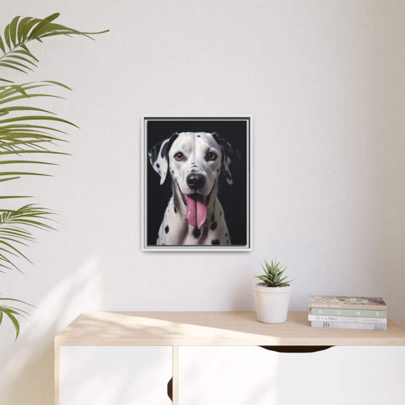 Canvas Art print features a detailed oil painting of a Dalmatian dog with a playful pink tongue sticking out - Image 64