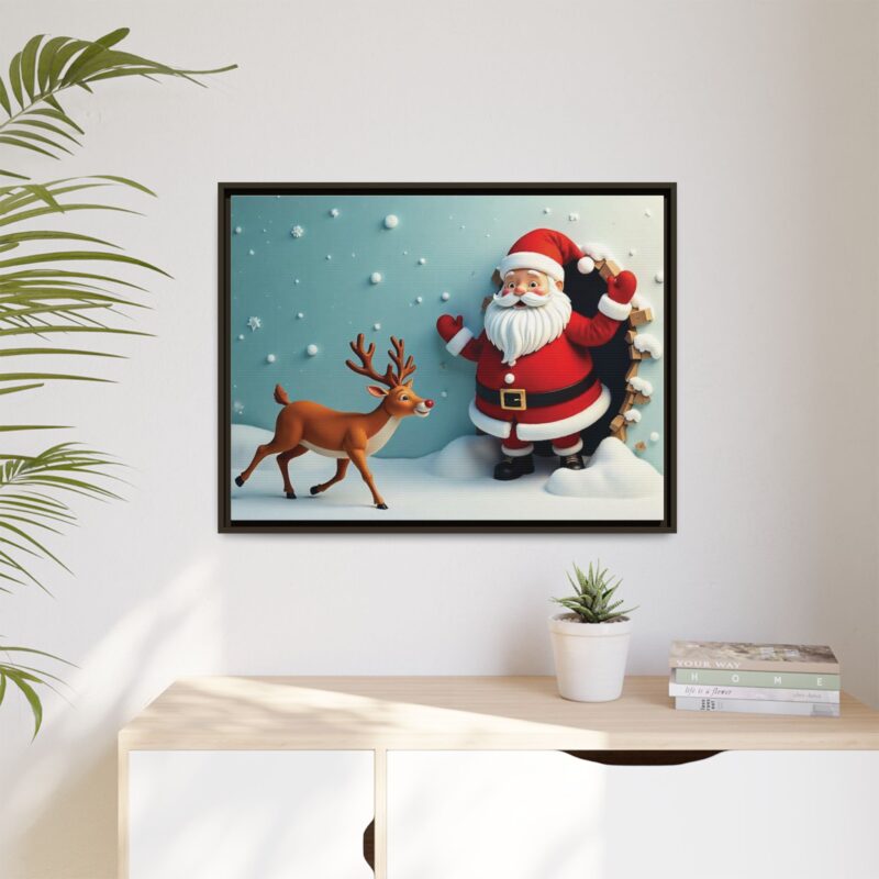 Canvas Wall Art 3D Santa Claus & Reindeer Illusion - Image 87