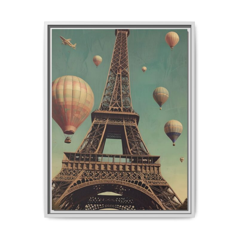 Vintage Paris Travel Canvas art with Hot Air Balloons and Street Lamps - Image 74