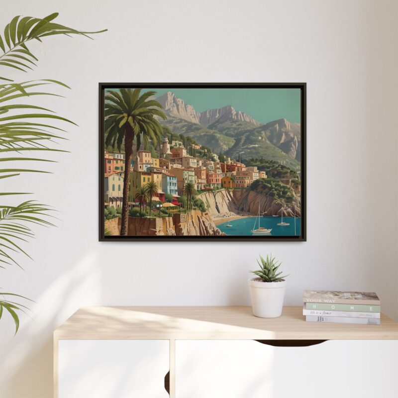 Canvas art of Sun-Drenched Italian Riviera Poster with Sailboats and Palm Trees - Image 89