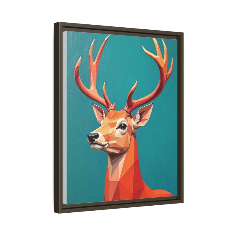 Canvas Art - Low-Poly Deer in Orange, Red, and Pink on Teal Blue Background - Image 55