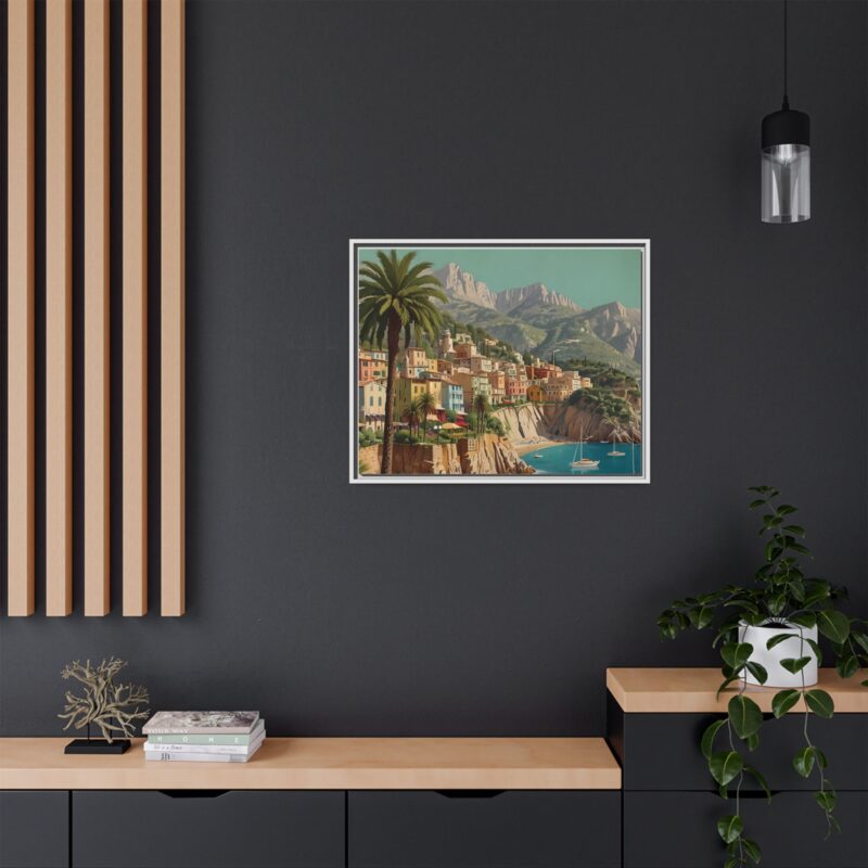 Canvas art of Sun-Drenched Italian Riviera Poster with Sailboats and Palm Trees - Image 132