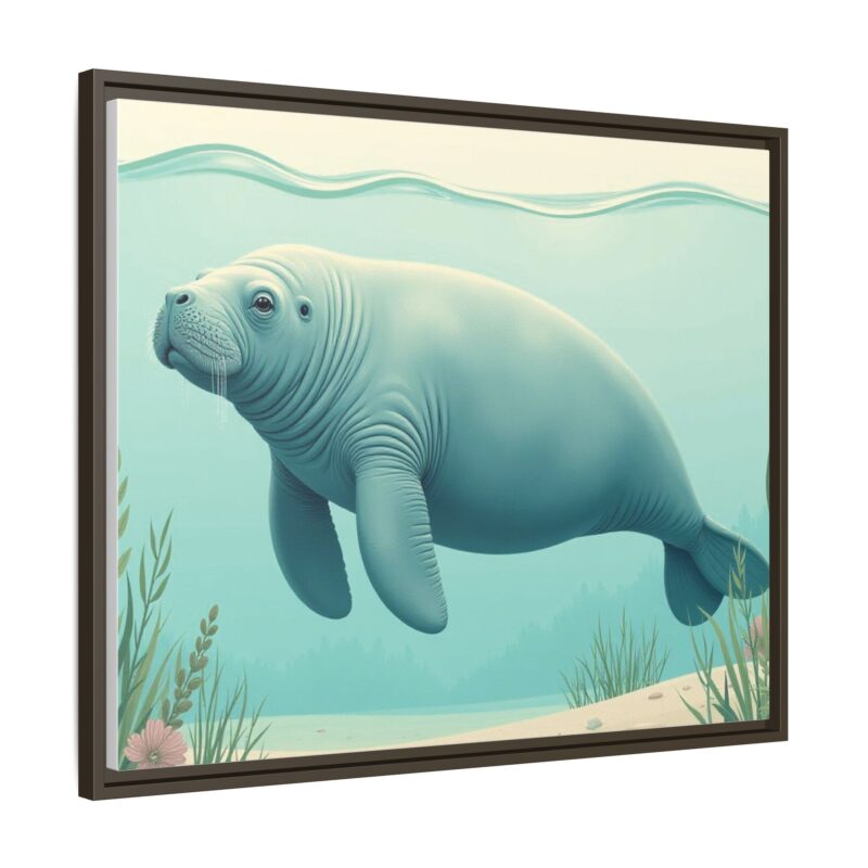 Gentle Giant Florida canvas prints featuring a peaceful manatee swimming through the water. - Image 126