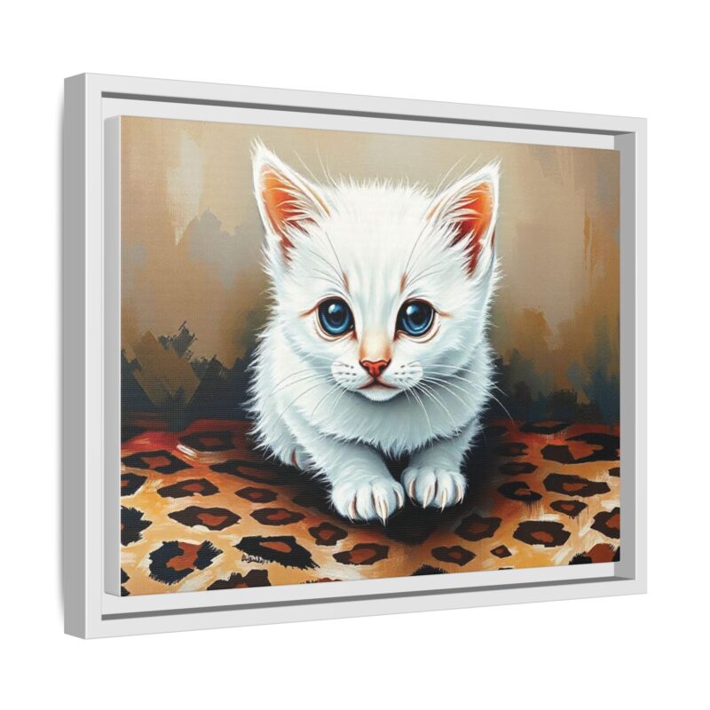 Canvas Print - White Kitten on Leopard Print Surface Wall Art - Image 63