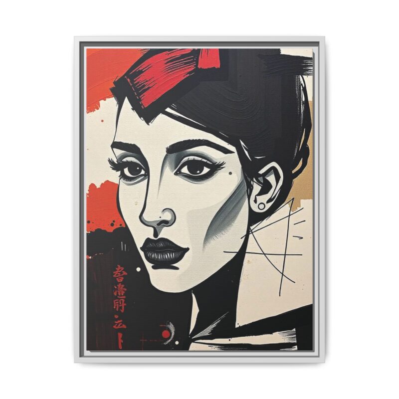 Wall Art Print of A black and white abstract portrait of a woman's face - Image 66