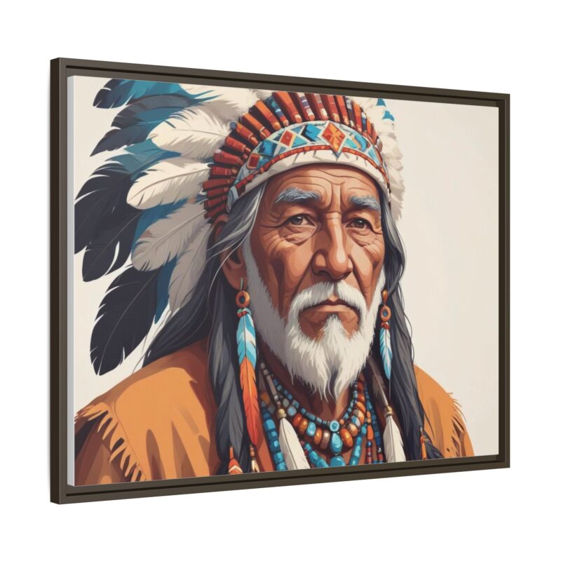 Matte Canvas, Framed elderly Native American man - Image 97