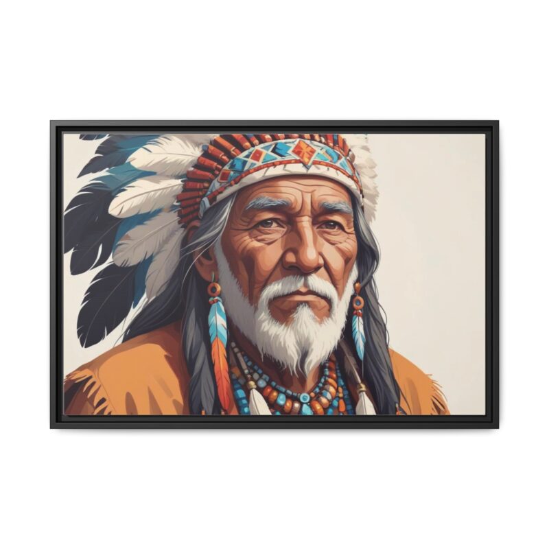 Matte Canvas, Framed elderly Native American man - Image 26