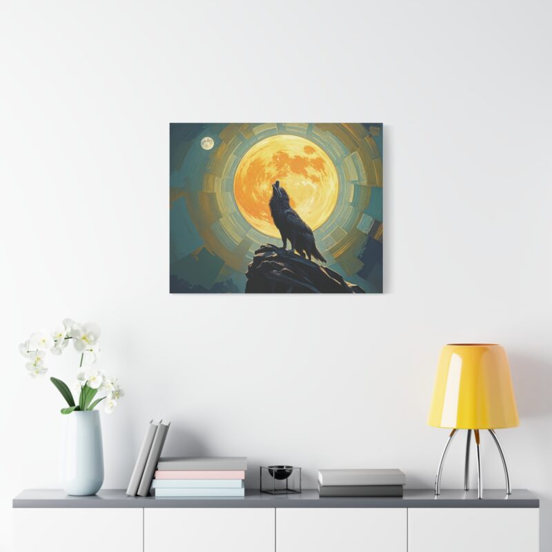 Wolf Howling at the Full Moon Canvas Print Wall Art - Image 47