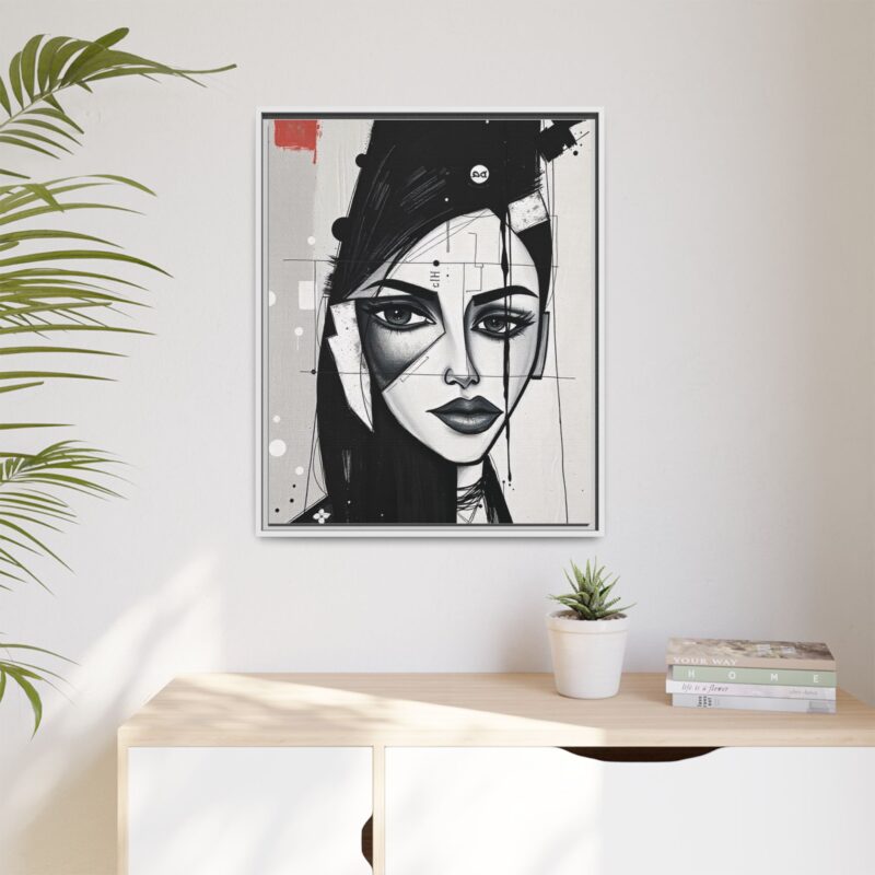Canvas Art on An elegant and modern black-and-white abstract portrait - Image 96