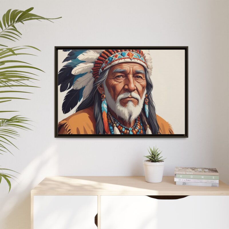 Matte Canvas, Framed elderly Native American man - Image 99