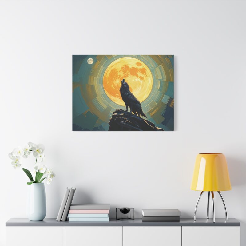 Wolf Howling at the Full Moon Canvas Print Wall Art - Image 31