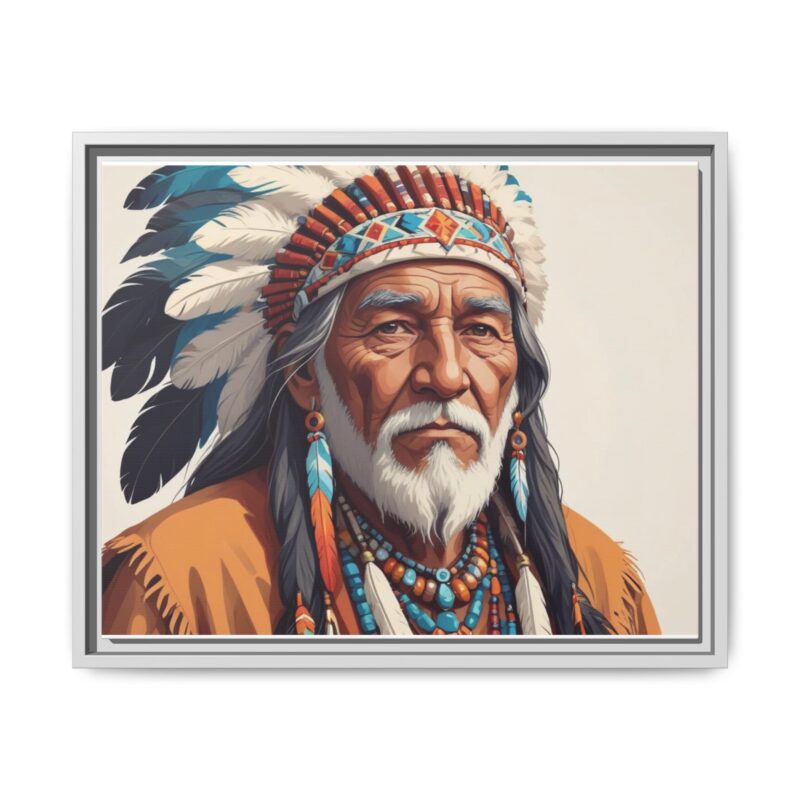 Matte Canvas, Framed elderly Native American man - Image 70