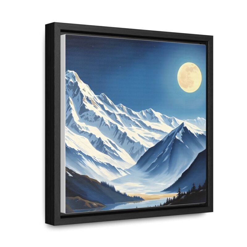 Canvas Wraps - Snow-Capped Mountains Under a Full Moon - Image 2