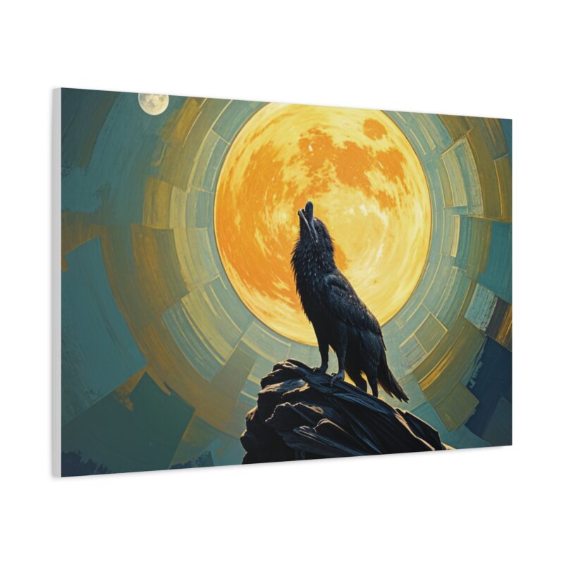 Wolf Howling at the Full Moon Canvas Print Wall Art - Image 34