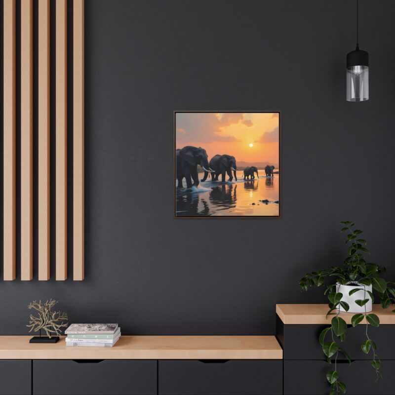 Canvas Wraps - Elephants Crossing a River at Dawn - Image 40