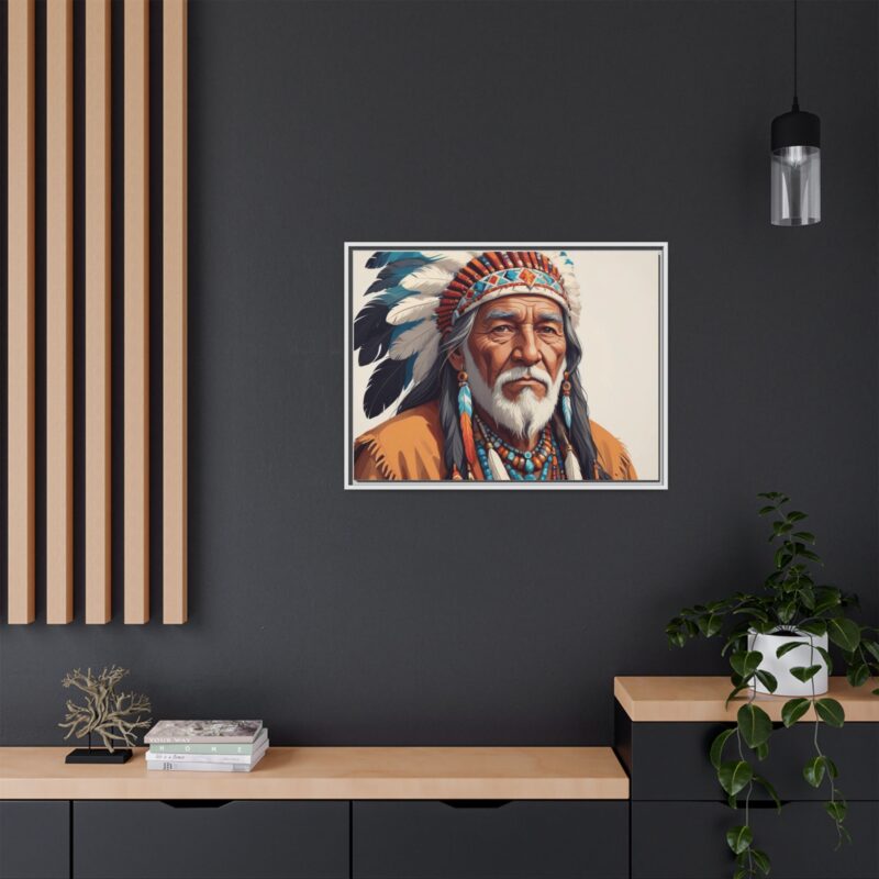 Matte Canvas, Framed elderly Native American man - Image 92